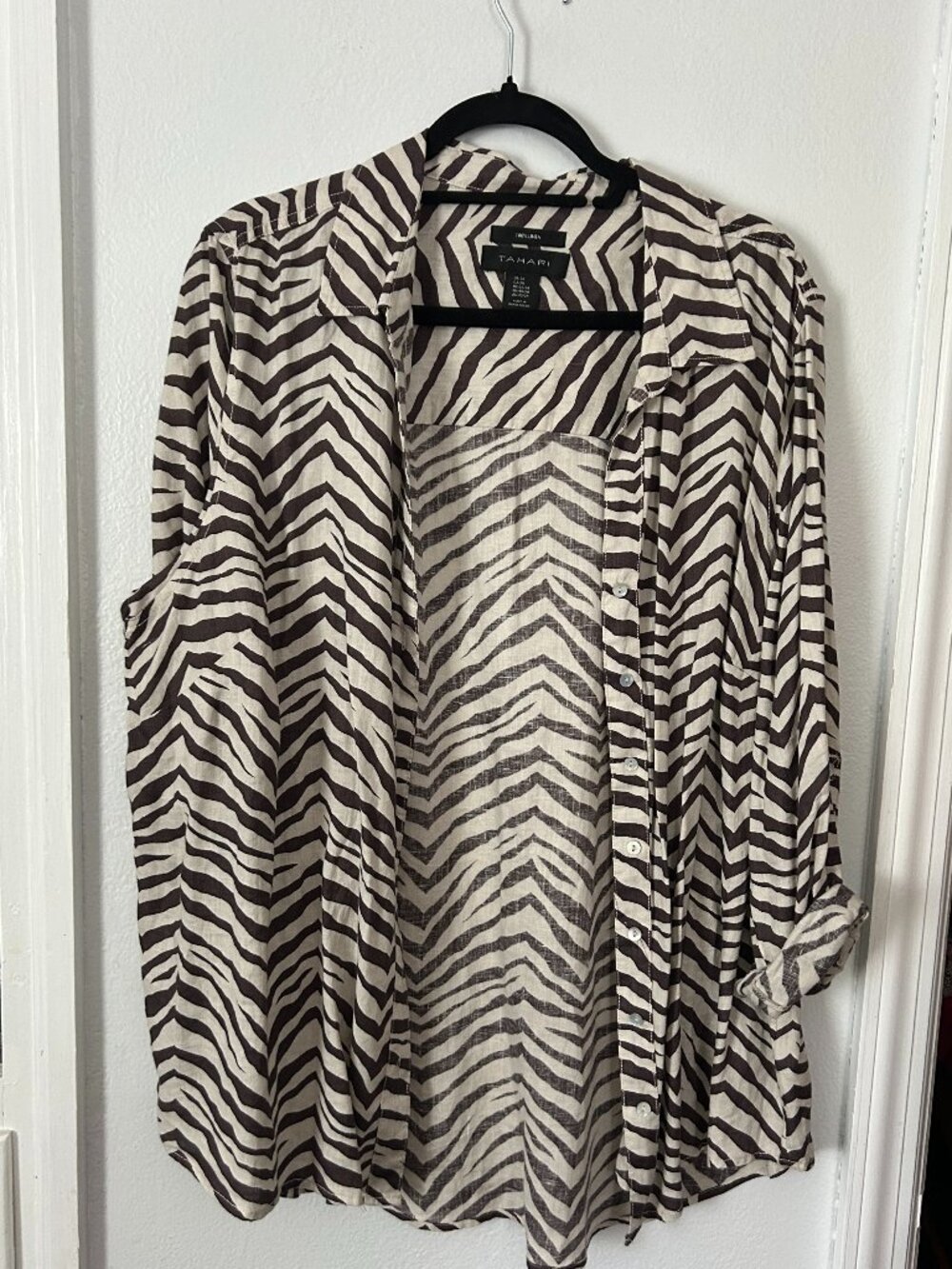 Linen Animal print women's shirt size 3XL